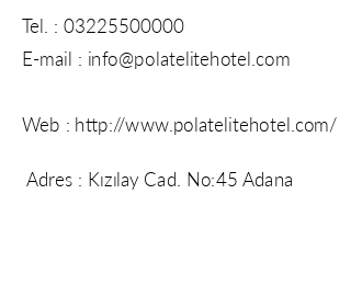 Polat Elite Hotel iletiim bilgileri